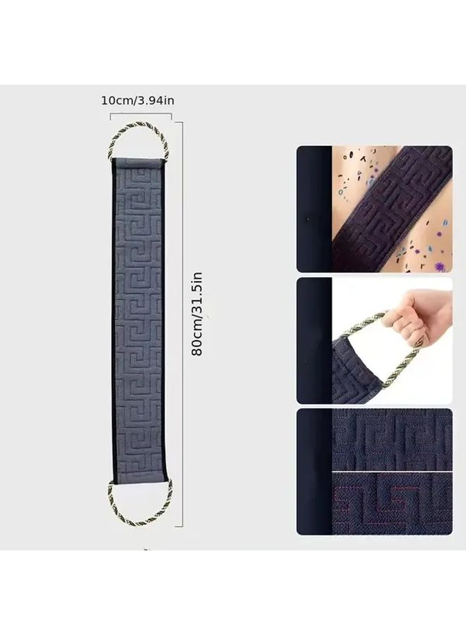 Gray Exfoliating Back Scrubber Towel For Men Long Strong Mud Removal Coarse Texture Polyester No Scent Korean Style Bath Accessory For Home Use - Image 4