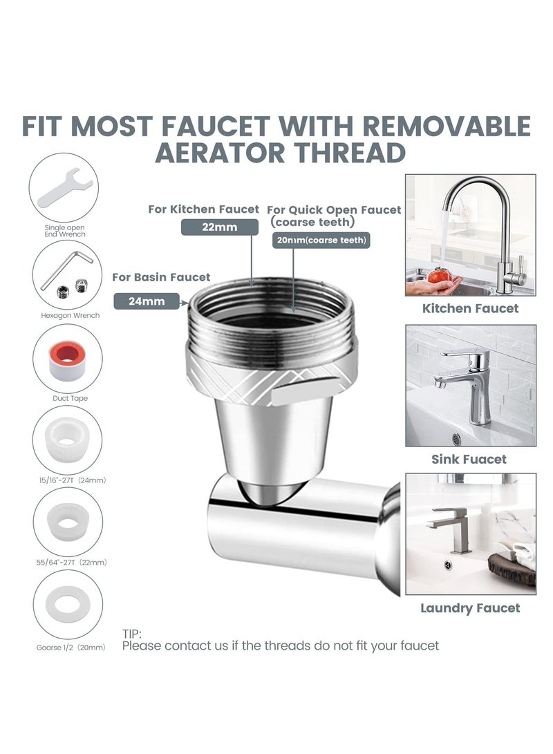 Excefore موسع صنبور دوار بزاوية ١٤٤٠° مع ضوء LED، ملحق هواء صنبور دوار عالمي لمطابخ وأحواض الحمام، صنبور مطبخ قابل للتعديل ومضاد للرذاذ  - Image 4