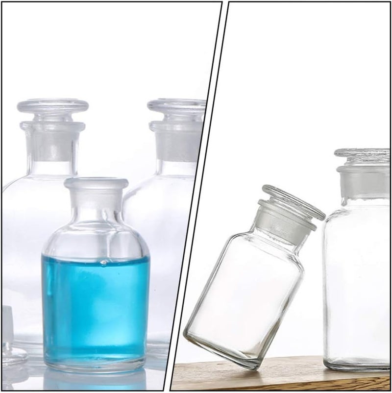 klarako Lab Chemicals Bottle Lab Vials Clear Reagent Bottle Glass Narrow Mouth Bottle Clear Glass with Ground Glass Stopper and Graduate for Laboratory and Kitchen 250mL Autosampler Vials Lab Vials - Image 3