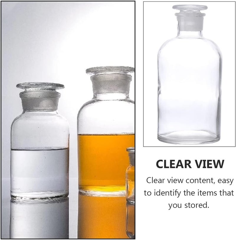 klarako Lab Chemicals Bottle Lab Vials Clear Reagent Bottle Glass Narrow Mouth Bottle Clear Glass with Ground Glass Stopper and Graduate for Laboratory and Kitchen 250mL Autosampler Vials Lab Vials - Image 5