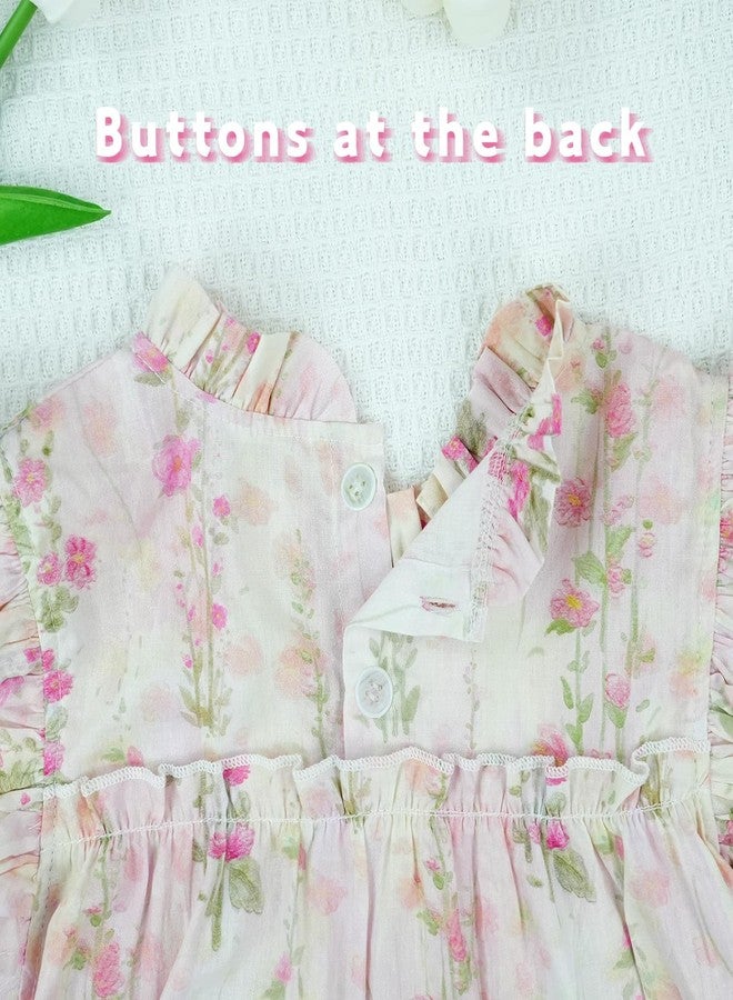 oweve Toddler Baby Girl Cotton Boho Dress Ruffle Long Sleeve Fall Clothes Kids Cute Outfits Sunny Beach Floral Sundress for 1-6T Pink - Image 3