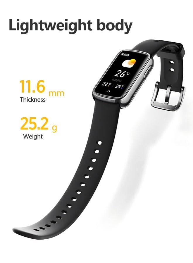 1.47inch Smart Watches for Men and Women with Bluetooth Make/Answer Calls Fitness Modes and Sleep Modes Multi-app Message Reminder Multi Language 150mAh smart bracelet With Space Aluminum Case Black - Image 4
