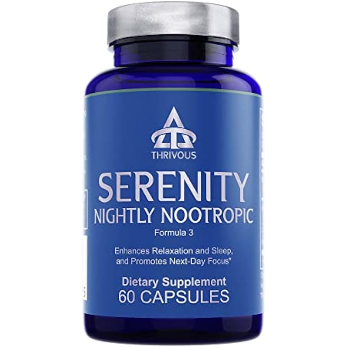 Thrivous Serenity Nightly Nootropic – Sleep & Relaxation Formula with KSM-66 Ashwagandha, L-Theanine, Magnesium Glycinate & Melatonin – 60 Vegan Capsules - Image 1