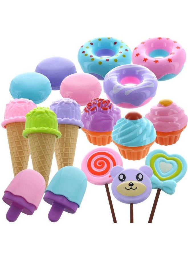 GiftExpress 17 Pcs Pretend Play Food Dessert Set Sweet Treats Assortment Toy Donuts Cupcakes Ice Cream Candy Bars Assorted Dessert Toys For Kids  - Image 1