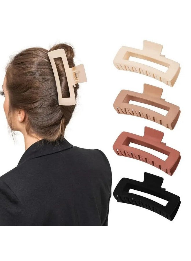 Minta 4pcs Solid Color Matte Hollow Out Hair Claw Clips Large Rectangular Hair Grab Clips Ponytail Holders For Women And daily use - Image 1