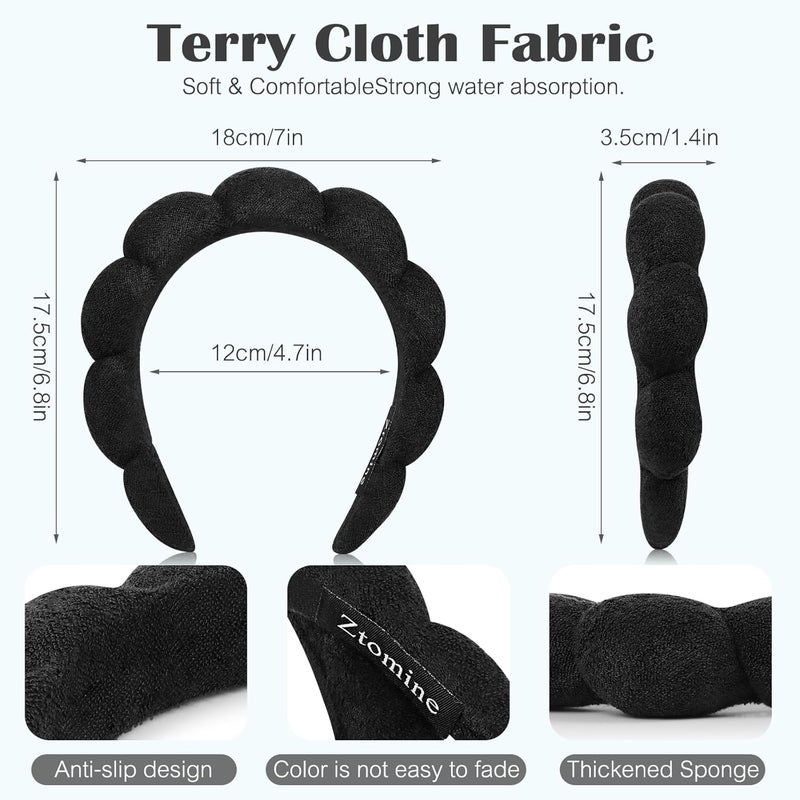 Ztomine Store Spa Headbands for Washing Face or Facial, Set of 2 Skincare, Terry Cloth Headband Combo Pack - Puffy Makeup Headbands for Face Washing, Mask, Skin Treatment - Image 3