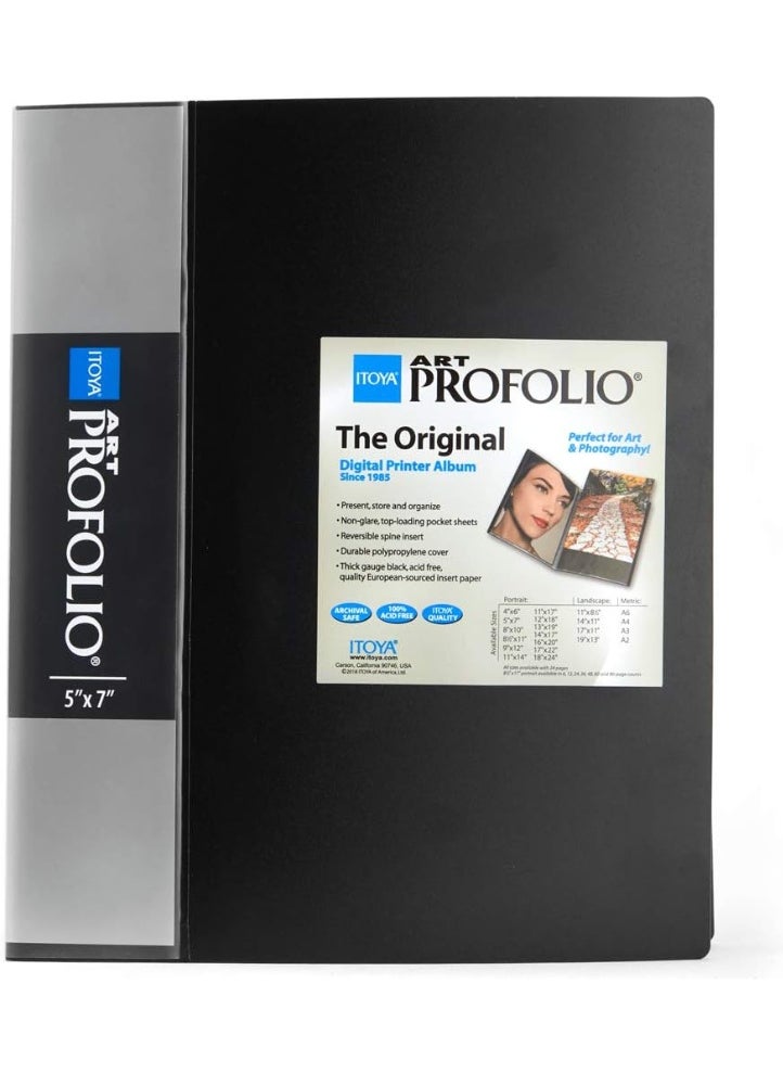 ITOYA Itoya Art Profolio Portfolio 5 x 7 inches Storage Display Book, 24 Sleeves for 48 Views  - Image 1