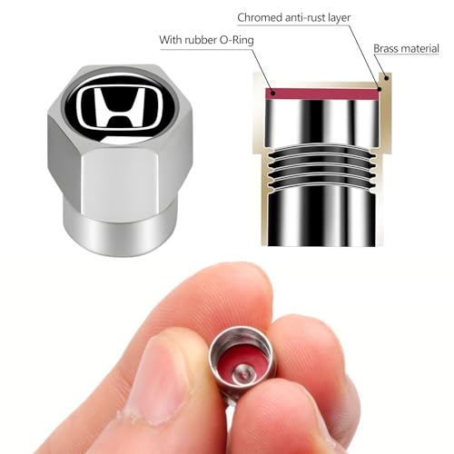 XIGRALUCK Tire Valve Stem Cap for Honda Metal Tire Stem Cover with Belt O-Ring Air caps Sports Accessories 4 Pack - Image 5