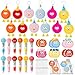 TICIAGA Fluffy Pom Pom Classroom Prize 12 Set Cute Plush Toy Keychains with Motivational Gift Tags 4in1 Ballpoint Pens and Organza Bags Birthday Valentines Gifts for Girls Goodies Bag Fillers - Image 2