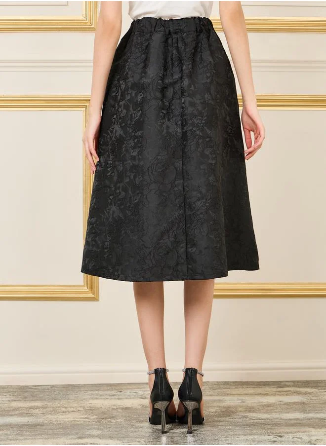 ستايلي Jacquard Box Pleated Skater Midi Skirt