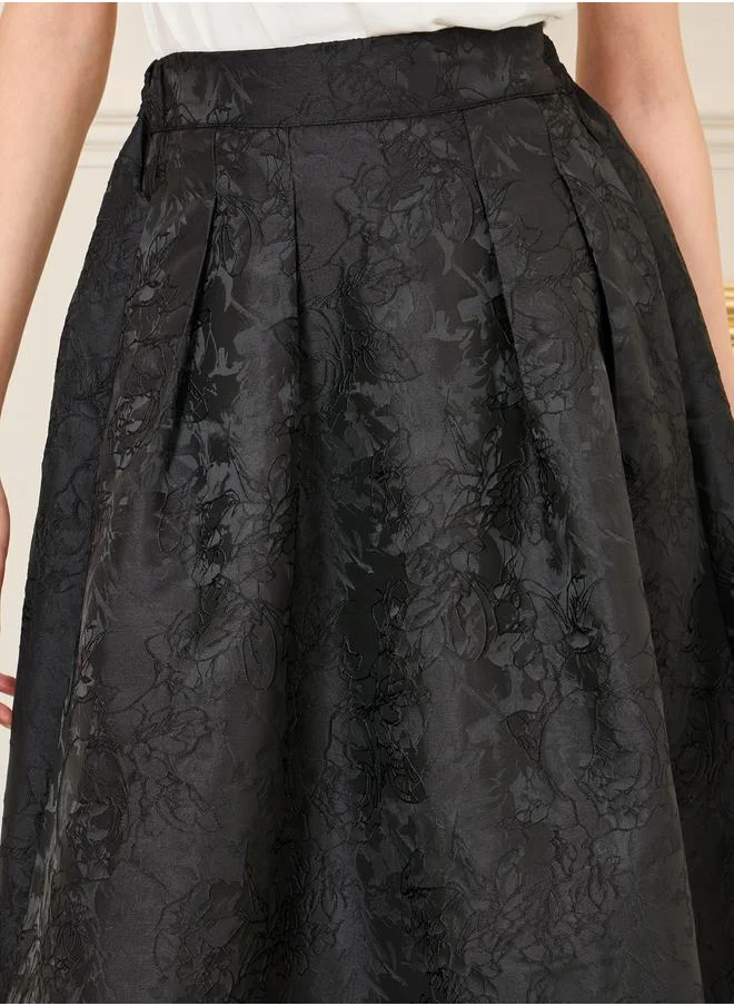 ستايلي Jacquard Box Pleated Skater Midi Skirt