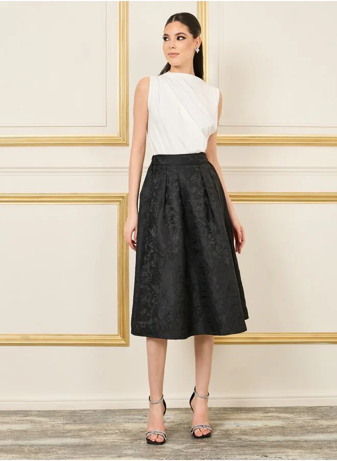 ستايلي Jacquard Box Pleated Skater Midi Skirt