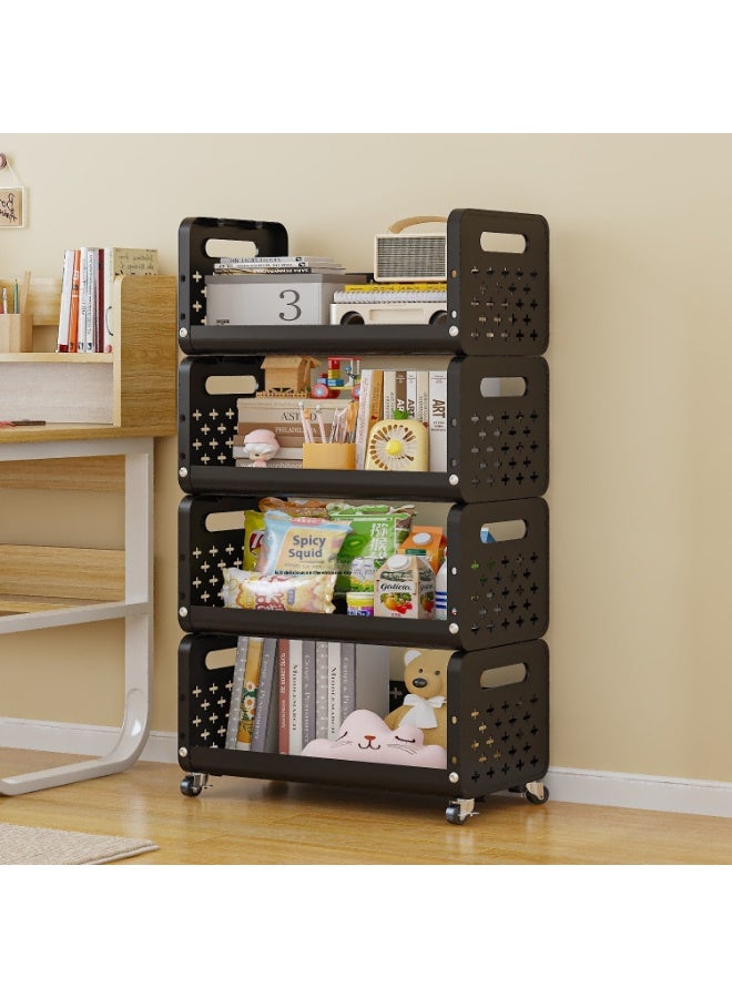 Cozy Nest 4-Tier Kitchen Storage Rack with Wheels – Durable Plastic Organizer with Lockable Wheels, Space-Saving Design for Fruits, Snacks, Appliances, and Household Essentials – Ideal for Kitchen, Pantry, Laundry, or Office - Image 3