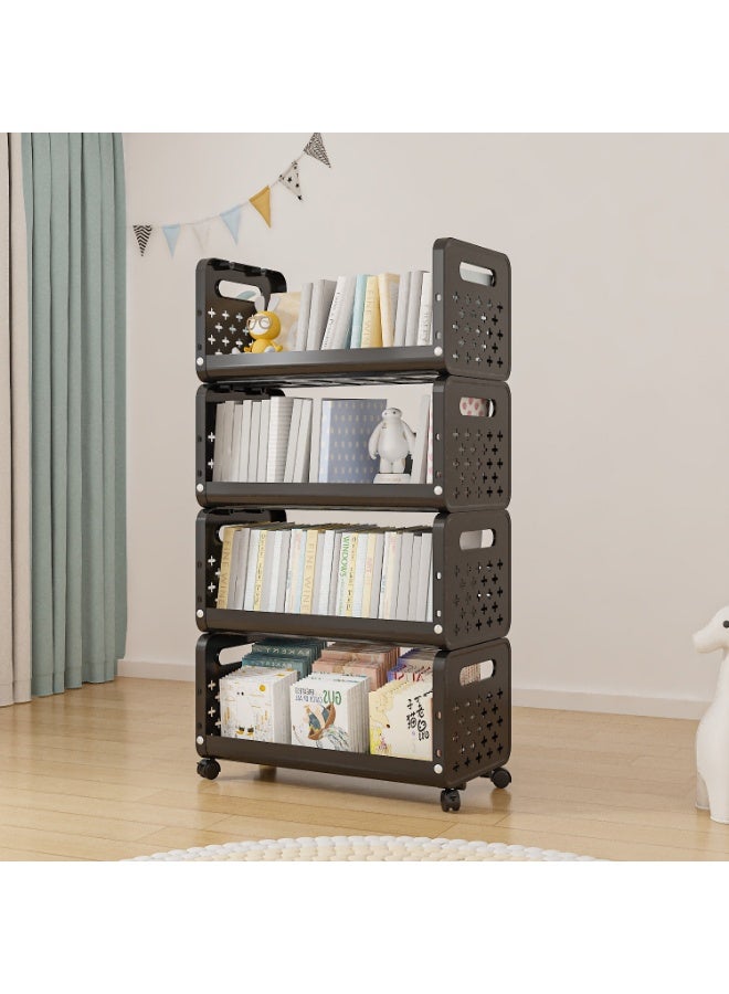 Cozy Nest 4-Tier Kitchen Storage Rack with Wheels – Durable Plastic Organizer with Lockable Wheels, Space-Saving Design for Fruits, Snacks, Appliances, and Household Essentials – Ideal for Kitchen, Pantry, Laundry, or Office - Image 4