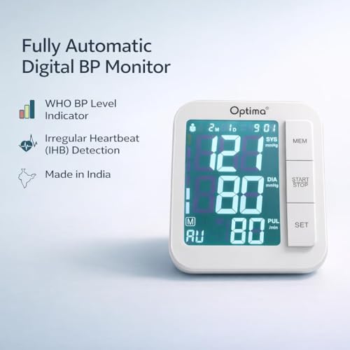 BYM Optima Blood Pressure Monitor – Digital Automatic Upper Arm BP Machine | USB-C + Battery Powered | WHO & IHB Indicator | Dual User Memory | For Home Health Monitoring - Image 2