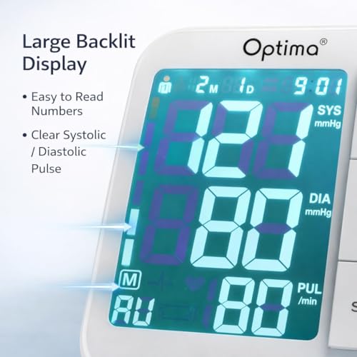BYM Optima Blood Pressure Monitor – Digital Automatic Upper Arm BP Machine | USB-C + Battery Powered | WHO & IHB Indicator | Dual User Memory | For Home Health Monitoring - Image 4