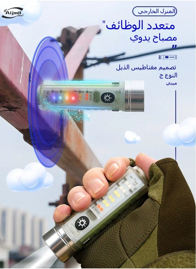 كشاف صغير محمول للاستخدام اليومي والطوارئ، إضاءة ليد طويلة المدى مع تصميم مضاد للانزلاق