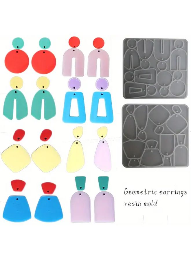 Geometric Drip Earrings Glue Mirror Silicone Mold Handmade Multi Shape Pendant - Image 1