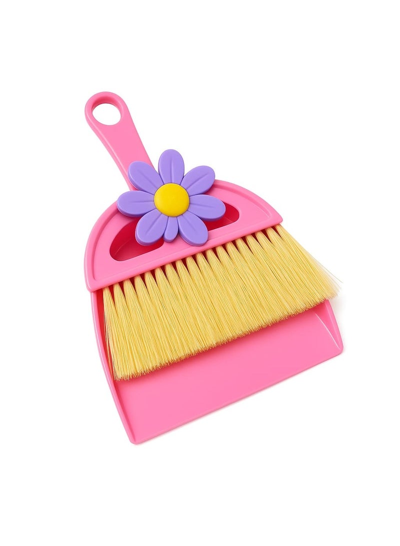 Small Flower Broom and Dustpan Set - Pink Elegant, practical for daily cleaning in the home, kitchen and office - Image 1