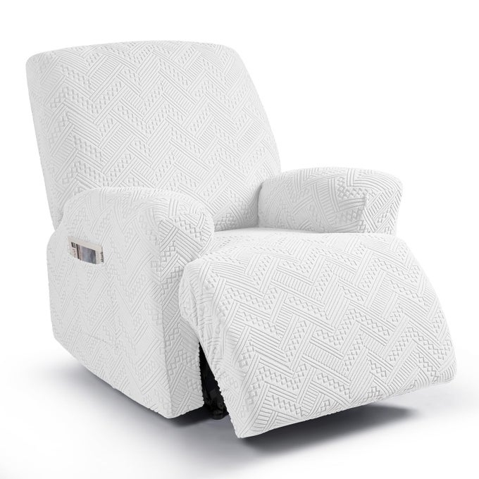 RECLINER SOFA COVERS OVERSIZED RECLINER CHAIR COVERS RECLINER COVERS FOR RECLINING CHAIR WITH POCKETS WASHABLE FURNITURE PROTECTOR WITH ELASTIC BOTTOM 1 SEATERX LARGE IVORY