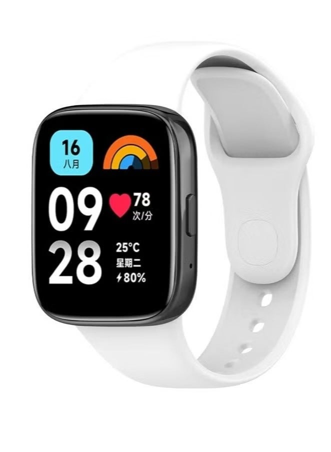 سوار سيليكون متوافق مع ساعة Redmi Watch 3 Active/Redmi Watch 3 Lite الذكية، سوار ساعة ناعم (أبيض) - Image 3
