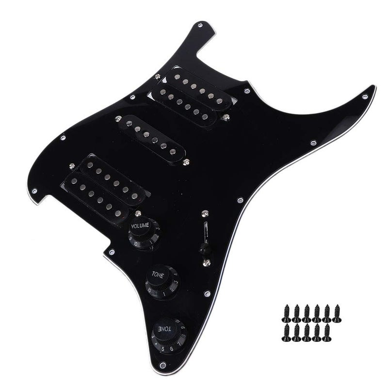 Dilwe Electric Guitar Board, Guitar Pickguard Metal PVC Electric Board Pickguard Humbucker with HSH Pickup Loaded Prewired for STRAT(Black) guitar accessories - Image 3