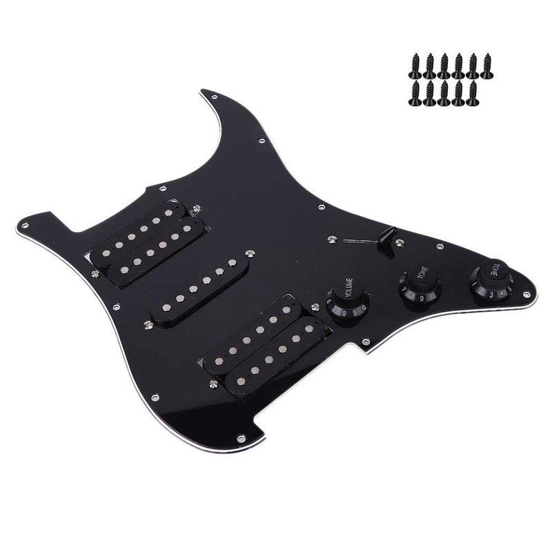 Dilwe Electric Guitar Board, Guitar Pickguard Metal PVC Electric Board Pickguard Humbucker with HSH Pickup Loaded Prewired for STRAT(Black) guitar accessories - Image 5