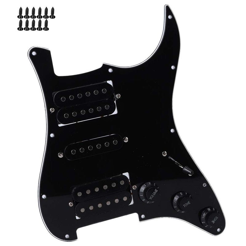 Dilwe Electric Guitar Board, Guitar Pickguard Metal PVC Electric Board Pickguard Humbucker with HSH Pickup Loaded Prewired for STRAT(Black) guitar accessories - Image 2