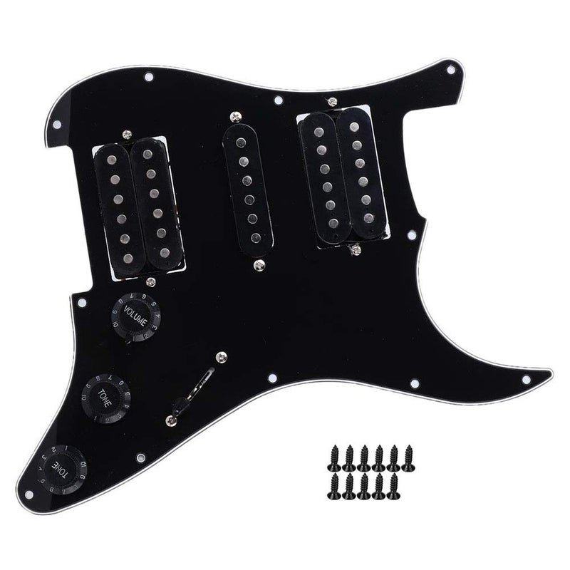 Dilwe Electric Guitar Board, Guitar Pickguard Metal PVC Electric Board Pickguard Humbucker with HSH Pickup Loaded Prewired for STRAT(Black) guitar accessories - Image 1