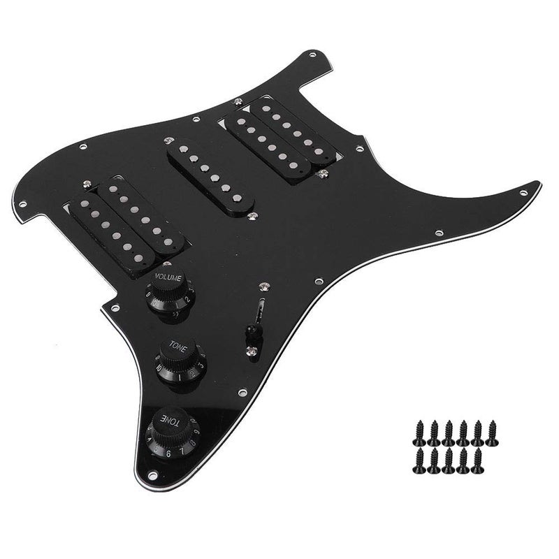 Dilwe Electric Guitar Board, Guitar Pickguard Metal PVC Electric Board Pickguard Humbucker with HSH Pickup Loaded Prewired for STRAT(Black) guitar accessories - Image 4