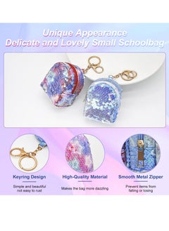 SYOSI Sequins Coin Purse 2Pcs Stylish and Portable Key Wallet for Women and Girls Purses Keychain Cute Change Bagswith Keyring and Zipper for Working Travelling Shopping Party Blue Red  - Image 2