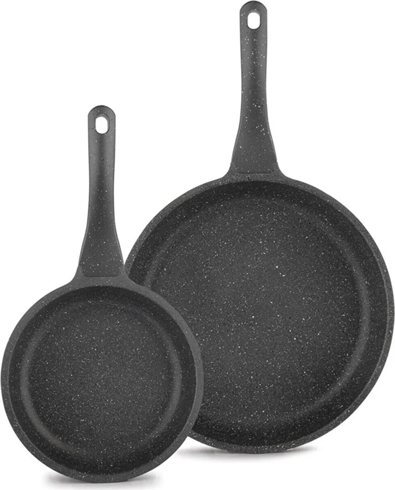 Schafer Stark 2 Piece Cast Granite Pan Set Fireproof Non-Stick - Gray