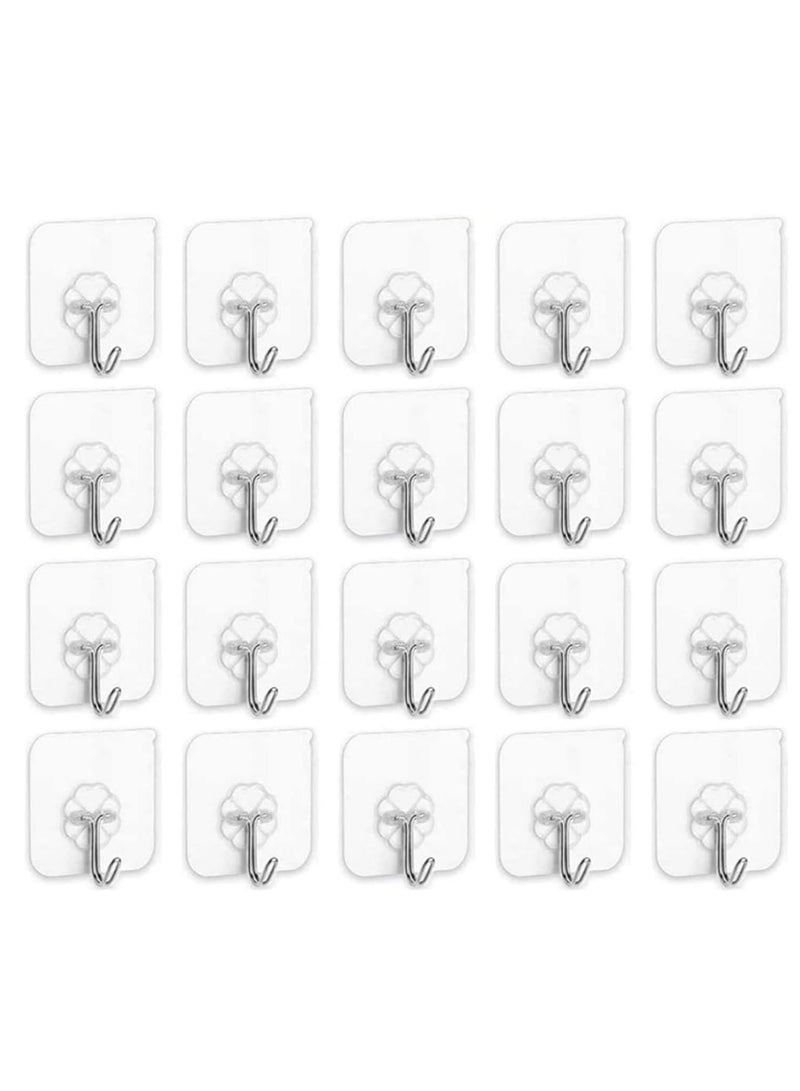 Adhesive Hooks Heavy Duty Wall Hooks 20Pack 8kg (Max) Self Adhesive Hook - Image 1