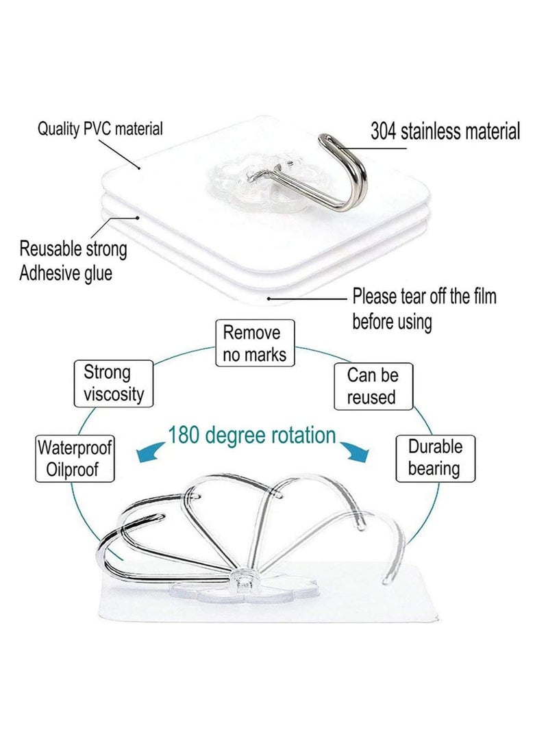 Adhesive Hooks Heavy Duty Wall Hooks 20Pack 8kg (Max) Self Adhesive Hook - Image 2