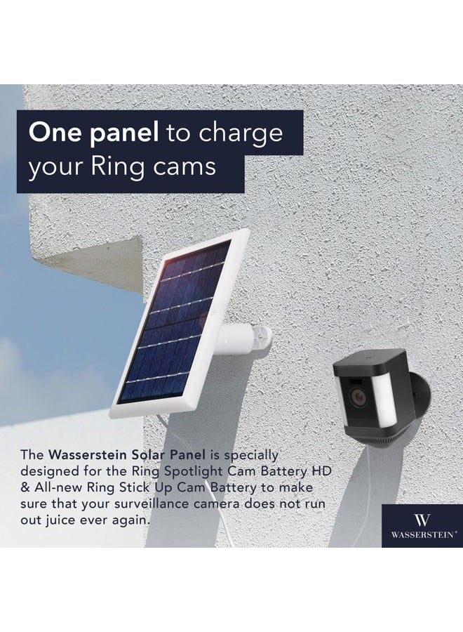 Wasserstein 2 Pack White Solar Panels for Ring Spotlight Cam Battery & All-new Ring Stick Up Cam Battery - 2W 5V USB Charging Adapter (Minimalist Style, Wall Mount) - Image 2