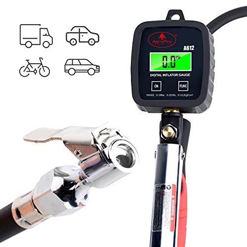 AEROPRO Tools Digital Tire Inflator with Pressure Gauge, 203 PSI Air Chuck and Compressor Accessories Heavy Duty with Rubber Hose and Quick Connect Coupler with Display Resolution - Image 2