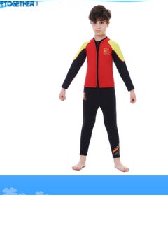 Loquat Children's Wetsuit 2.5MM Separate Body Warm Swimsuit For Boys Long Sleeve Winter Diving And Surfing Jellyfish Red  - Image 1
