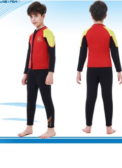 Loquat Children's Wetsuit 2.5MM Separate Body Warm Swimsuit For Boys Long Sleeve Winter Diving And Surfing Jellyfish Red  - Image 2