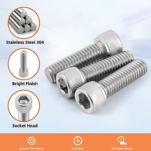 MewuDecor 8-32 x 3/4" Socket Head Cap Screws, Stainless Steel 18-8 (304), Bright Finish, Full Thread, Allen Socket Drive, Quantity 50 - Image 4