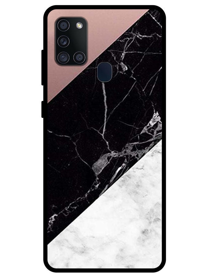 Theodor Protective Case Cover For Samsung Galaxy A21s Hite & Black Marble Top Is Plain - Image 1