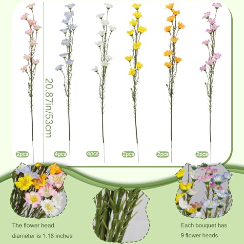 CITYES 16Pcs Artificial Wildflowers with Stems Bulk Silk Spring Flowers Floral Picks Multicolor Fake Forsythia Branches Faux Wildflowers Arrangements for Home Decor Indoor Outdoor Wedding Centerpieces - Image 2