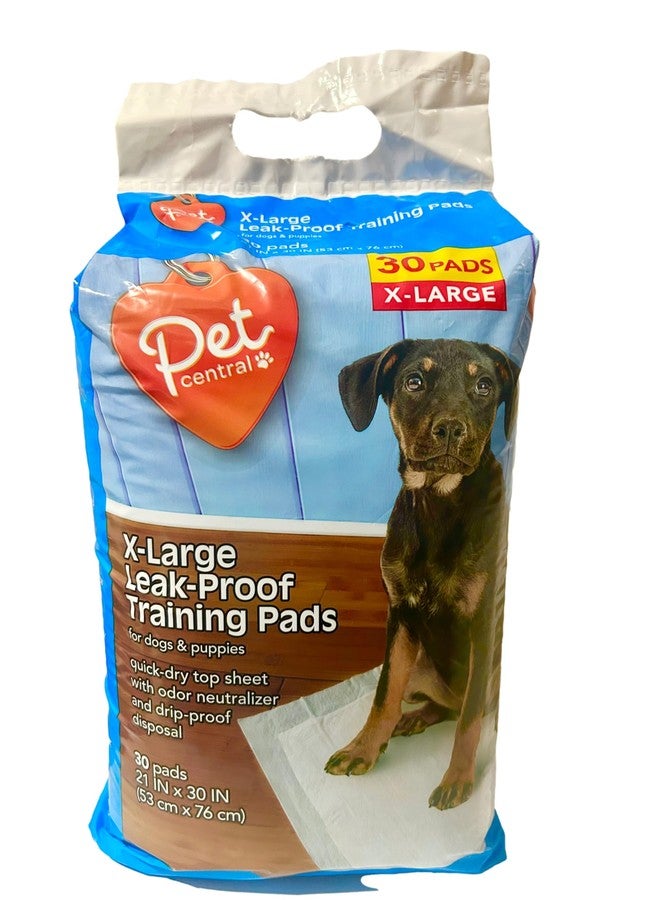PET Central Extra Large Leak Proof Absorbent Drip Proof Training Pet Dog Pee Pads with Odor Neutralizer, Disposable Full Edge-Wrapping Pad Dogs, Puppies, Doggie, Cats XL 30 Count XLarge - 21" x 30" - Image 1