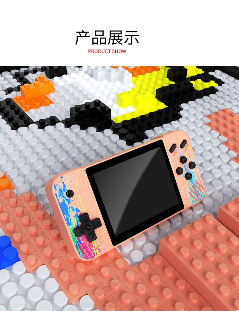 وحدة تحكم ألعاب محمولة، شاشة كبيرة مقاس 3.5 بوصة مدمجة لأكثر من 800 لعبة، باللون الوردي - Image 2