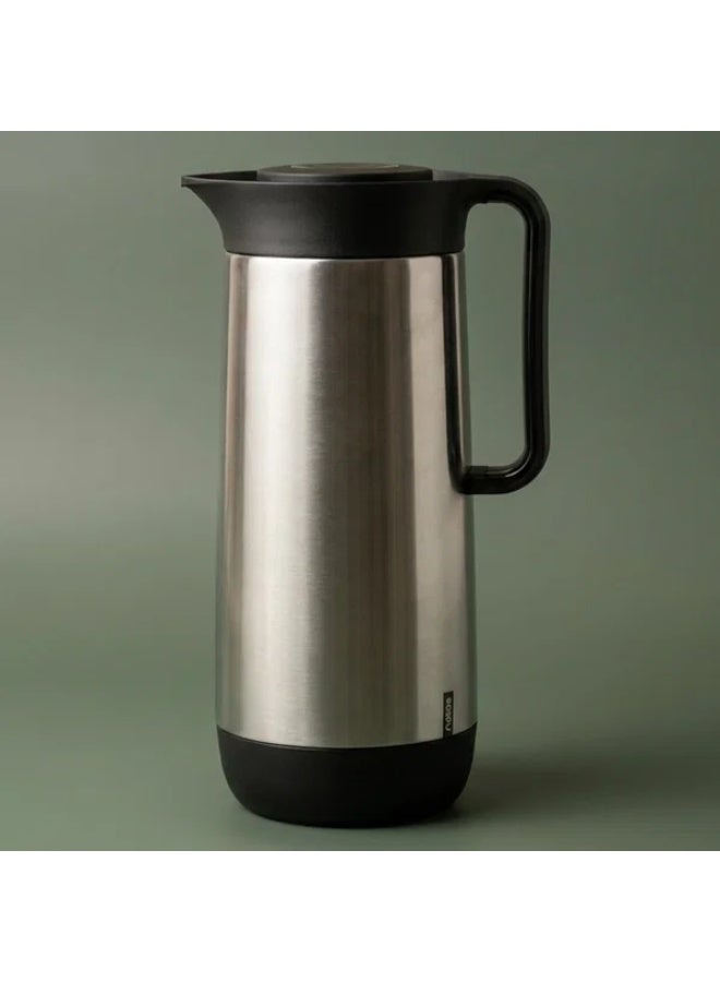 helios Thermos, 1 Liter, Glass Inner Container - Black/Silver - Image 1