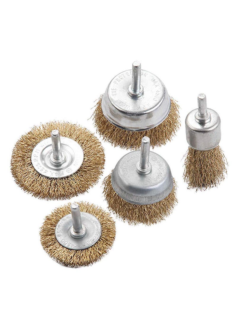 MLD MLD Multi purpose 5 Pieces Wire Brush Set to Remove Paint Dust Dirt Wheel Brush set of 5 ColorGolden silver Material Brasssteel  - Image 1
