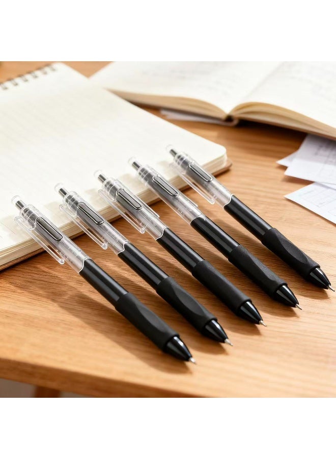 5 قطع أقلام حبر أسود 0.5 مم، قلم حبر جل سريع الجفاف قابل للسحب، أقلام كتابة ناعمة ذات رأس رفيع، أقلام سلسلة عالية الجودة لتدوين الملاحظات، لوازم مكتبية مدرسية هدايا للنساء والرجال - Image 2