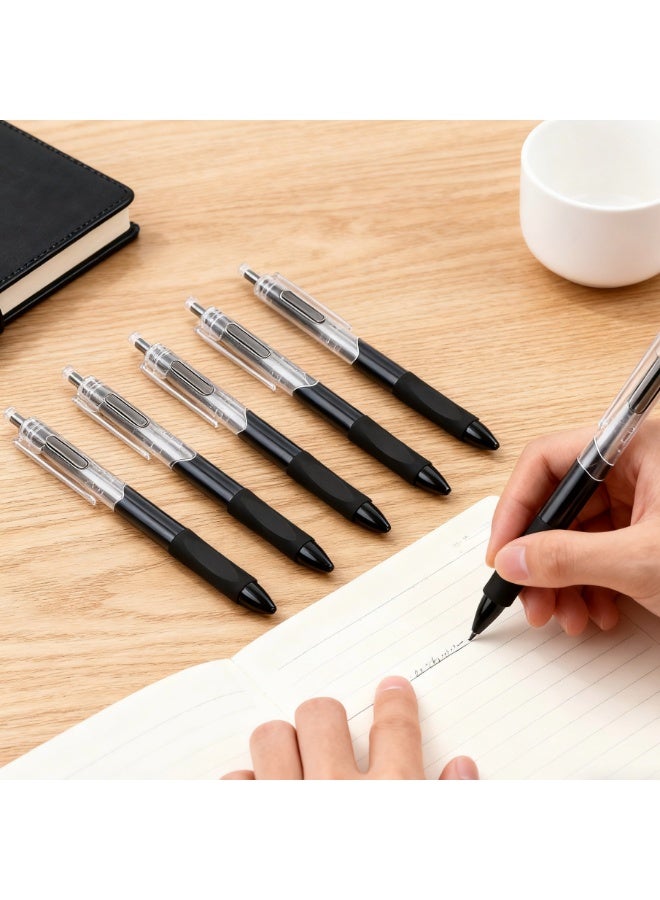 5 قطع أقلام حبر أسود 0.5 مم، قلم حبر جل سريع الجفاف قابل للسحب، أقلام كتابة ناعمة ذات رأس رفيع، أقلام سلسلة عالية الجودة لتدوين الملاحظات، لوازم مكتبية مدرسية هدايا للنساء والرجال - Image 1
