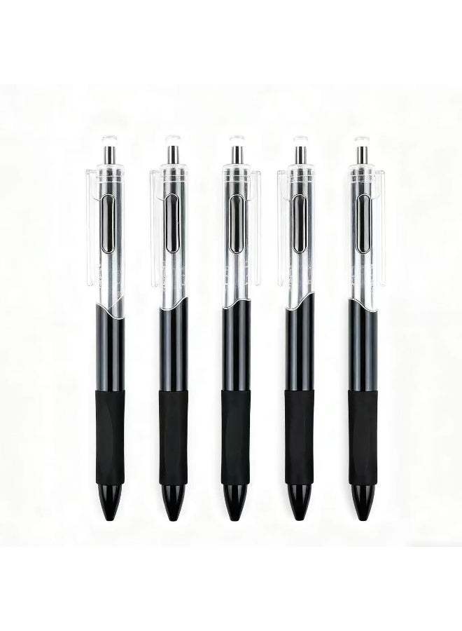 5 قطع أقلام حبر أسود 0.5 مم، قلم حبر جل سريع الجفاف قابل للسحب، أقلام كتابة ناعمة ذات رأس رفيع، أقلام سلسلة عالية الجودة لتدوين الملاحظات، لوازم مكتبية مدرسية هدايا للنساء والرجال - Image 3
