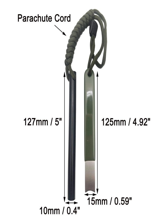 SUQUUB 3-Pack 5" Ferro Rod Fire Starter with 4.92" Striker Scraper Survival Ferrocerium Drilled Flint Fire Starter Magnesium Tool Kit (3) - Image 2