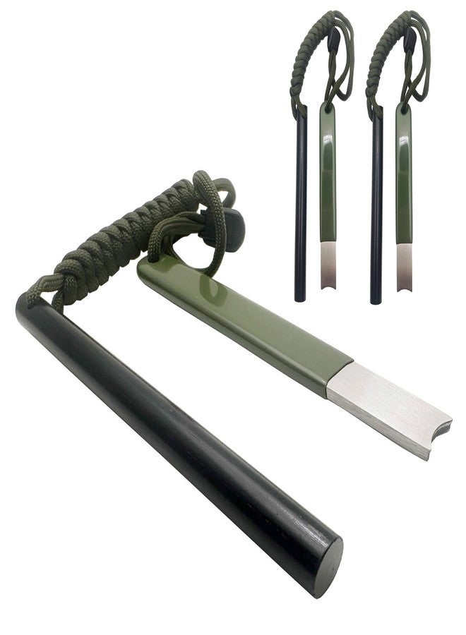 SUQUUB 3-Pack 5" Ferro Rod Fire Starter with 4.92" Striker Scraper Survival Ferrocerium Drilled Flint Fire Starter Magnesium Tool Kit (3) - Image 1